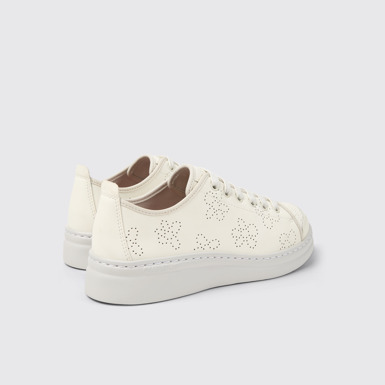 Back view of Runner White Recycled Leather Sneakers for Women.