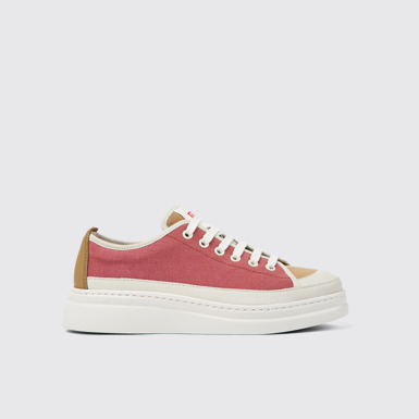 Side view of Twins Multicolored Textile/Leather Sneaker for Women