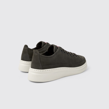 Back view of Runner Up Gray Leather Sneaker for Women