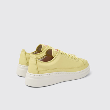 Back view of Runner Yellow Leather Sneakers for Women.