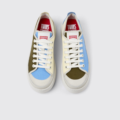 Overhead view of Twins Multicolor Textile and Leather Sneakers for Women.