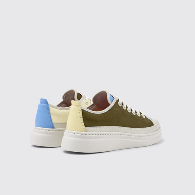 Back view of Twins Multicolor Textile and Leather Sneakers for Women.