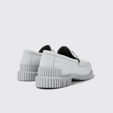 Back view of Pix Gray Leather Loafer for Women