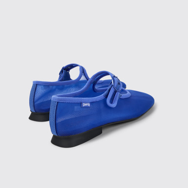 Back view of Casi Myra Blue Textile Mary Jane for Women