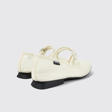 Back view of Casi Myra White Textile Mary Jane for Women