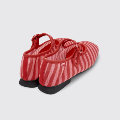 Back view of Casi Myra Red Textile Ballerinas for Women.