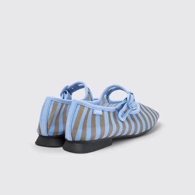 Back view of Casi Myra Blue Textile Ballerinas for Women.