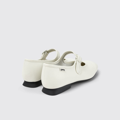 Back view of Casi Myra White Leather Women's Shoe.
