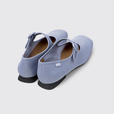 Back view of Casi Myra Blue Leather Shoes for Women.
