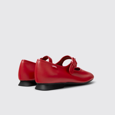 Back view of Casi Myra Red Leather Ballerinas for Women.