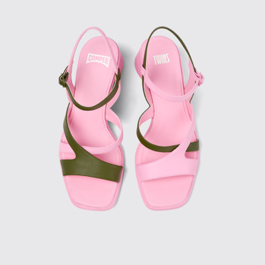 Overhead view of Twins Multicolored Leather Open-toe Slingback for Women