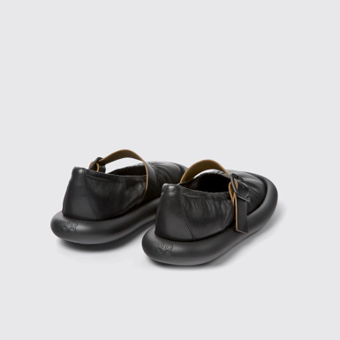 Back view of Aqua Black Leather Ballerina for Women