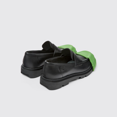 Back view of Junction Black Leather Loafer for Women