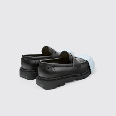 Back view of Junction Black leather loafers for women