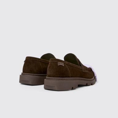 Back view of Junction Brown nubuck loafers for women