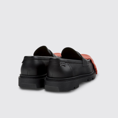 Back view of Junction Black Leather Moccasin Shoes for Women.