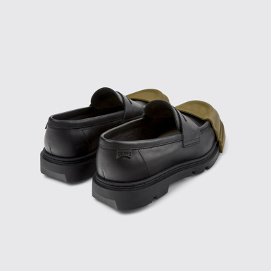 Back view of Junction Black Leather Moccasins for Women.