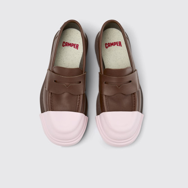 Overhead view of Junction Brown Leather Moccasins for Women.