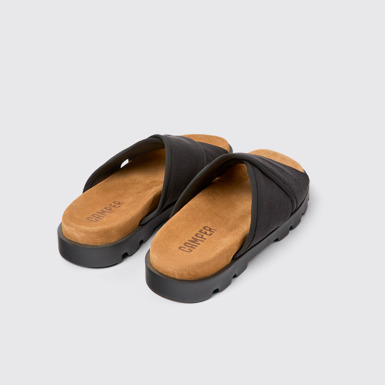 Back view of Brutus Sandal Black Textile Cross-strap Sandal for Women