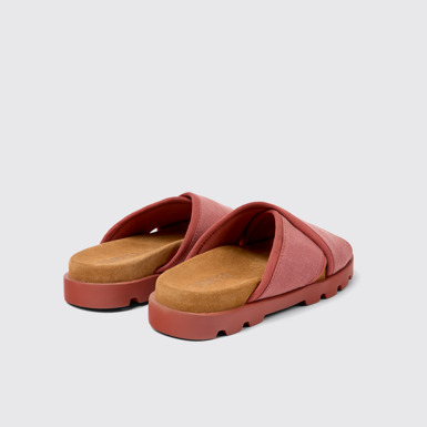 Back view of Brutus Sandal Red Textile Cross-strap Sandal for Women