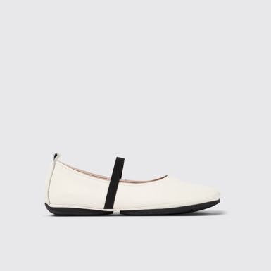 Side view of Right White Leather Mary Jane for Women