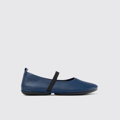 Side view of Right Blue Leather Mary Jane for Women