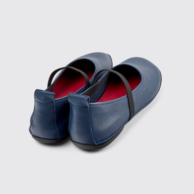 Back view of Right Nina Blue Leather Shoes for Women.