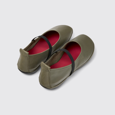 Back view of Right Green Leather Women's Shoes.