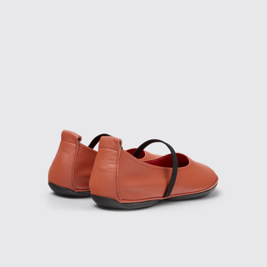 Back view of Right Nina Orange Leather Shoes for Women.