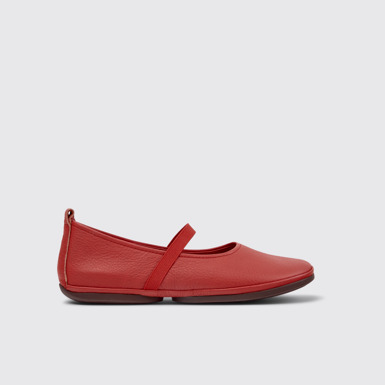 Side view of Right Nina Red Leather Ballerinas for Women.