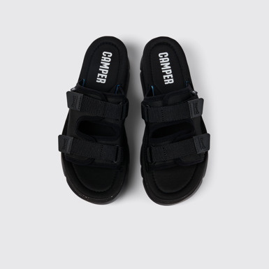 Overhead view of Oruga Up Black Textile Slide for Women