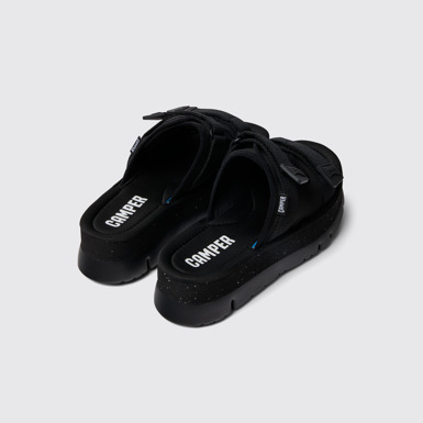 Back view of Oruga Up Black Textile Slide for Women