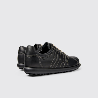 Back view of Twins Black Leather Shoe for Women