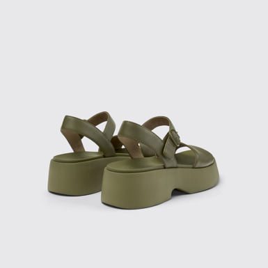 Tasha Sandalia de piel verde para mujer