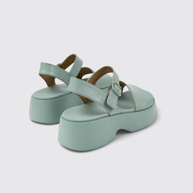 Back view of Tasha Green Leather Sandals for Women.