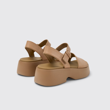 Back view of Tasha Nude Leather Sandals for Women.