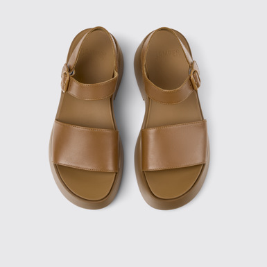 Overhead view of Tasha Brown Leather Sandals for Women.