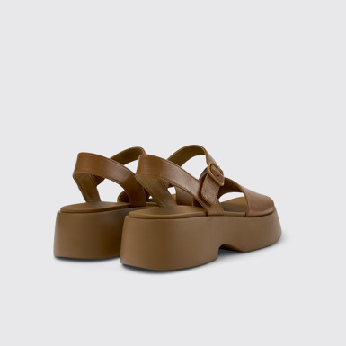 Back view of Tasha Brown Leather Sandals for Women.