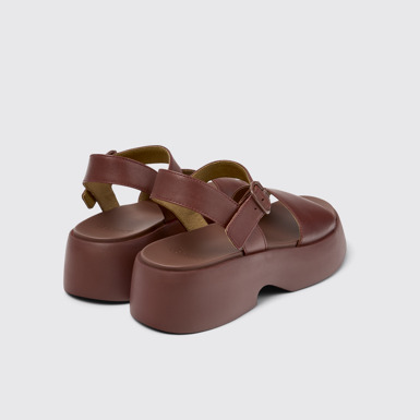 Back view of Tasha Burgundy Leather Sandals for Women.
