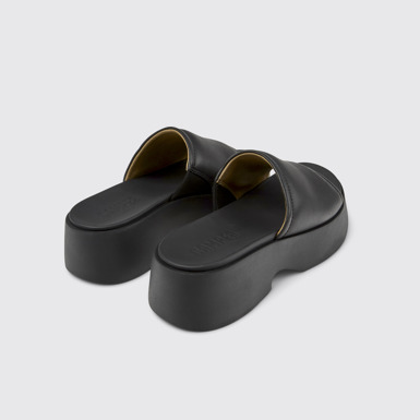 Back view of Tasha Black Leather Slide for Women