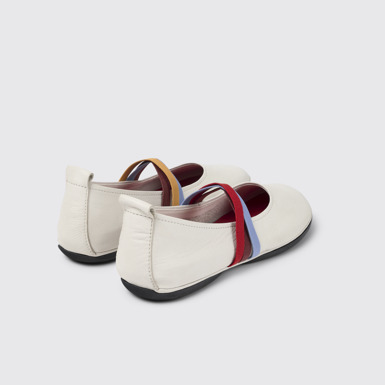 Back view of Twins White Leather Moccasins/Ballerinas for Women.