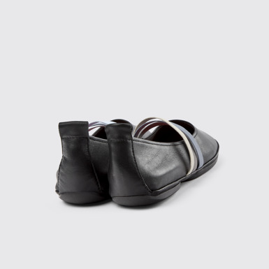 Back view of Twins Black Leather Ballerina for Women