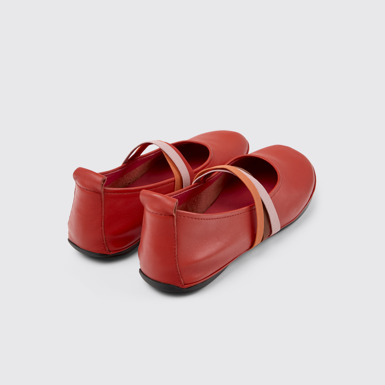 Back view of Twins Red Leather Ballerina for Women