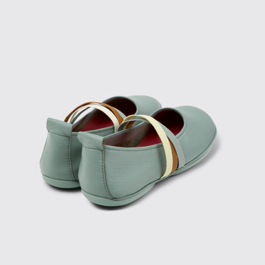 Back view of Twins Green Leather Moccasin Ballerina for Women.