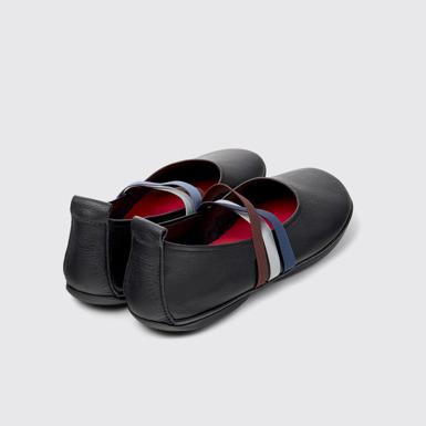 Back view of Twins Black Leather Ballerina Shoes for Women.