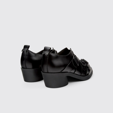 Back view of Twins Black leather shoes for women