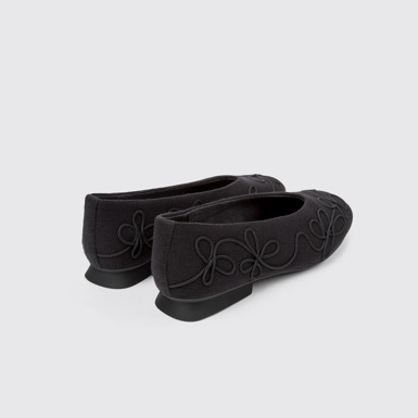 Back view of Twins Black textile ballerinas for women