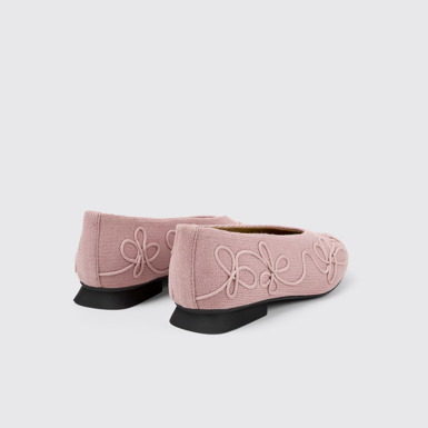 Back view of Twins Pink textile ballerinas for women