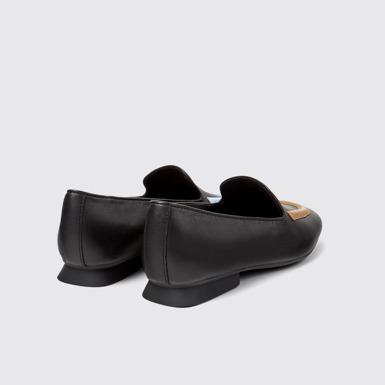 Back view of Twins Black leather ballerinas for women
