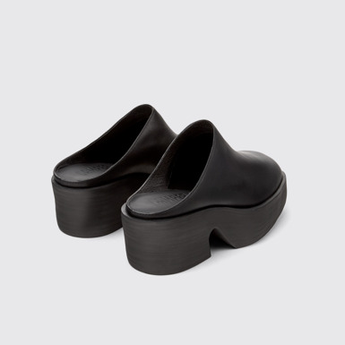 Back view of Billie Black Leather Sandals for Women.